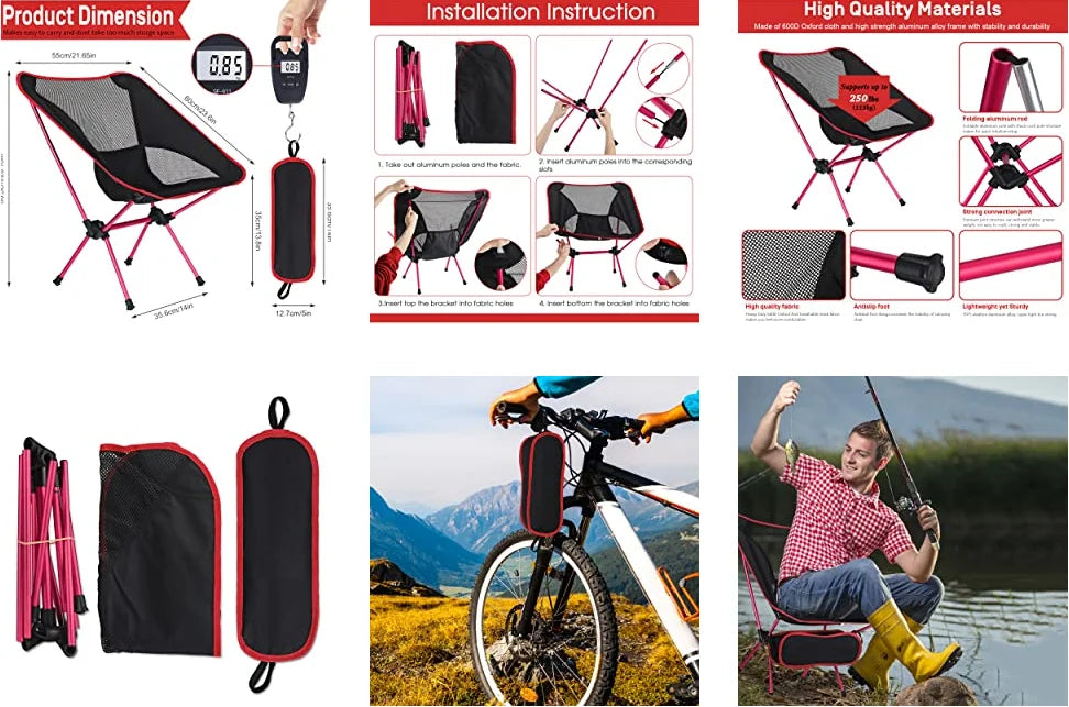 Ultralight Folding Camping Chair – Portable & Detachable