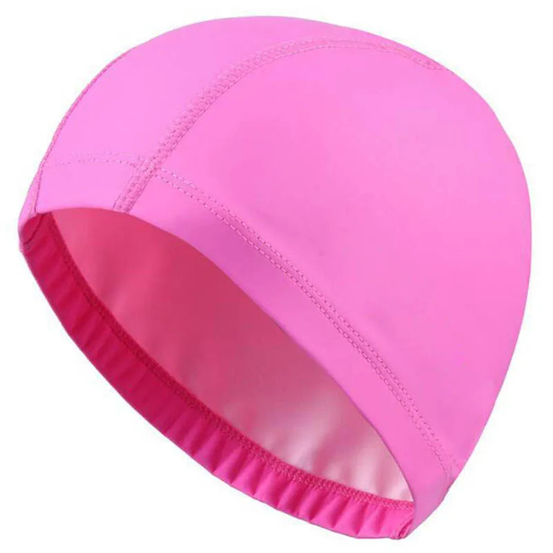 PU Fabric Waterproof Swimming Cap for Men & Women