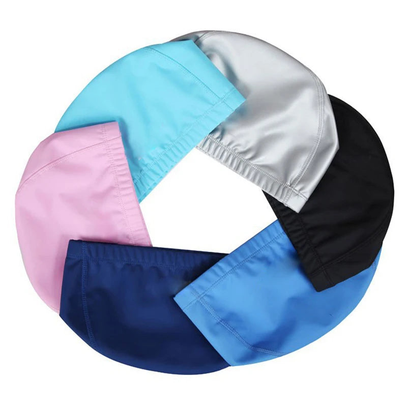 PU Fabric Waterproof Swimming Cap for Men & Women