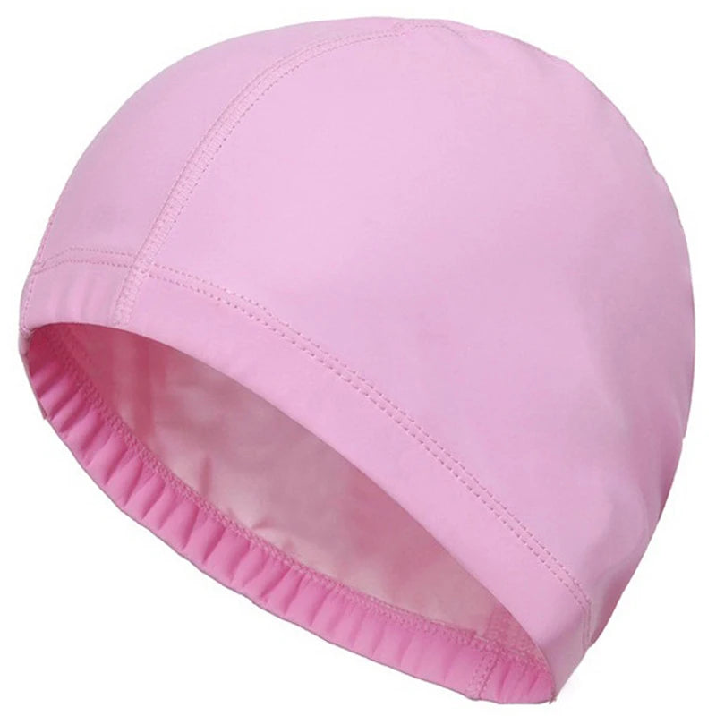 PU Fabric Waterproof Swimming Cap for Men & Women