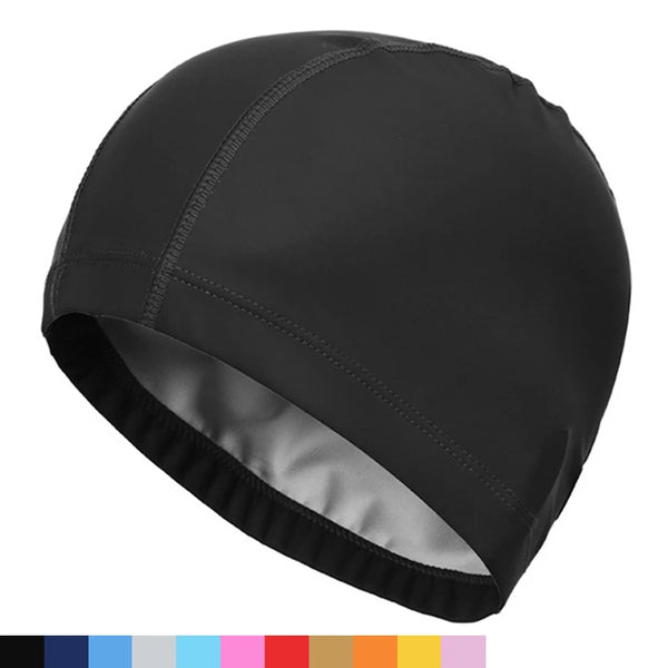 PU Fabric Waterproof Swimming Cap for Men & Women