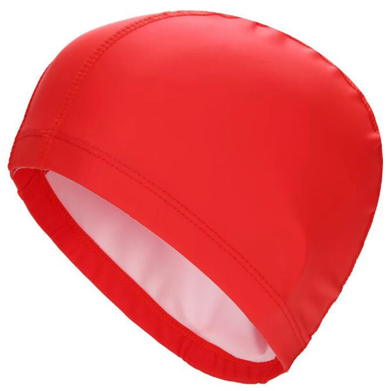 PU Fabric Waterproof Swimming Cap for Men & Women