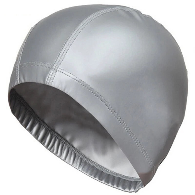 PU Fabric Waterproof Swimming Cap for Men & Women