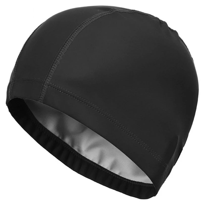 PU Fabric Waterproof Swimming Cap for Men & Women