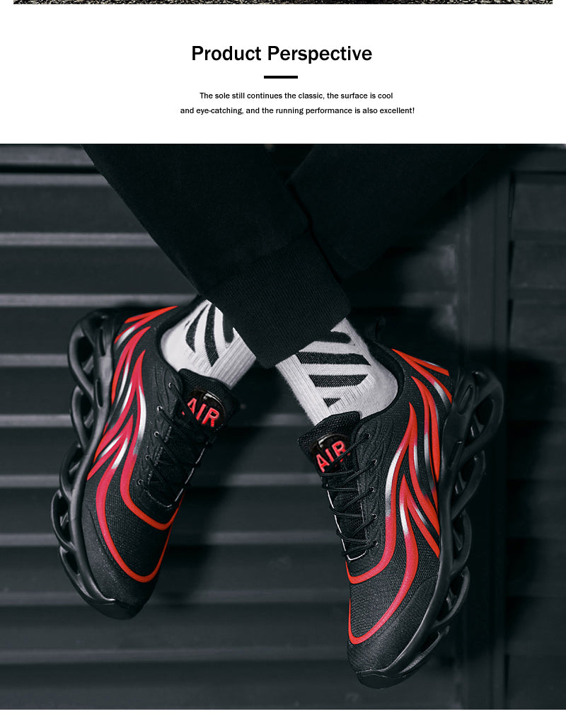 Men’s Flame Printed Flying Weave Running Sneakers