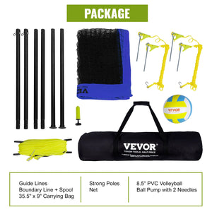 SucceBuy Outdoor Volleyball Net System with Adjustable Height Steel Poles
