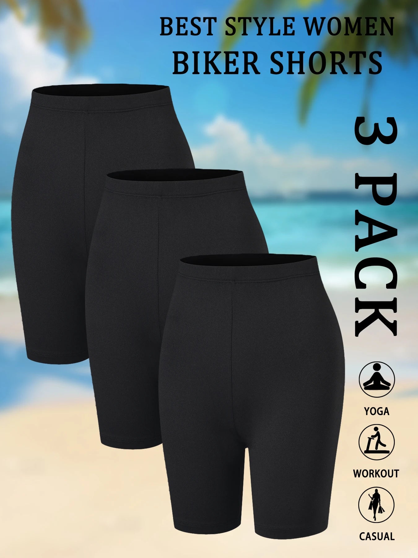 3-Pack Women’s Soft Biker Workout Shorts