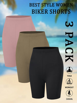 3-Pack Women’s Soft Biker Workout Shorts