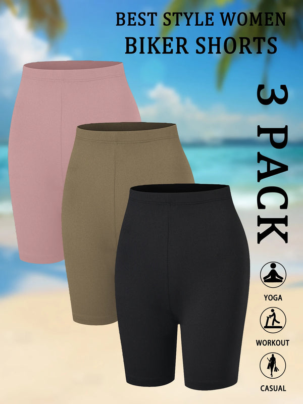 3-Pack Women’s Soft Biker Workout Shorts