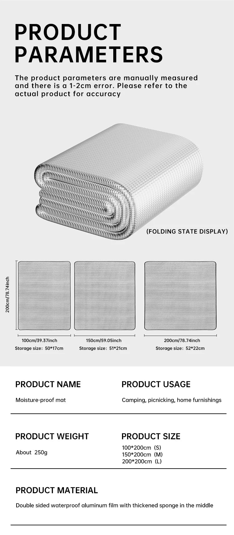 Outdoor Double-Sided Aluminum Film Camping Mat