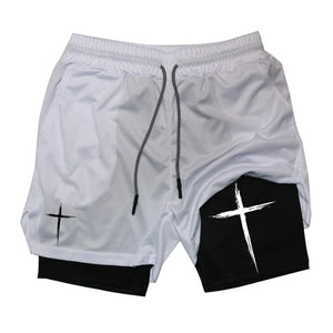 Cross Print 2-in-1 Men’s Performance Shorts