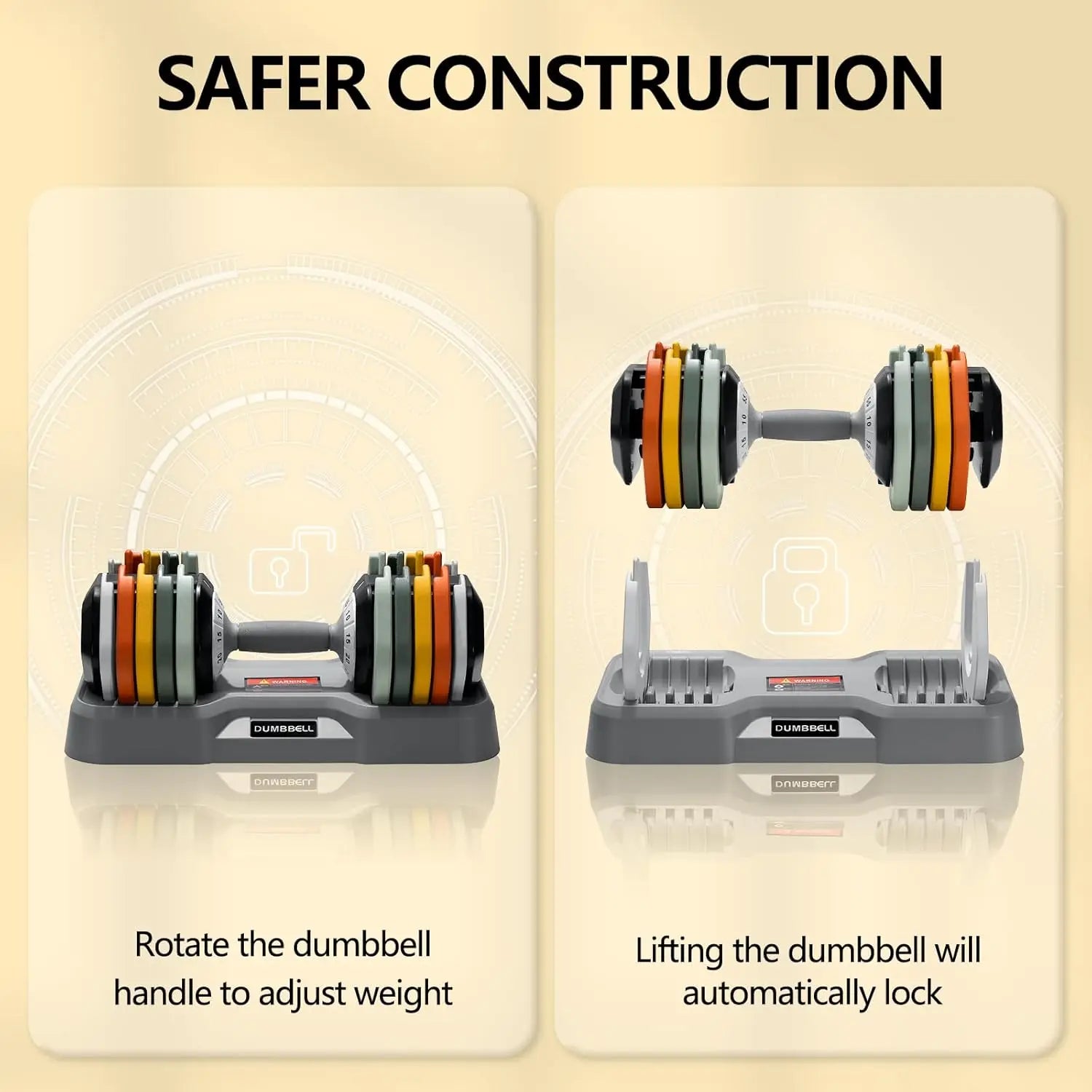 25/55LBS Adjustable Dumbbell Set – Fast Turn Handle, Pair