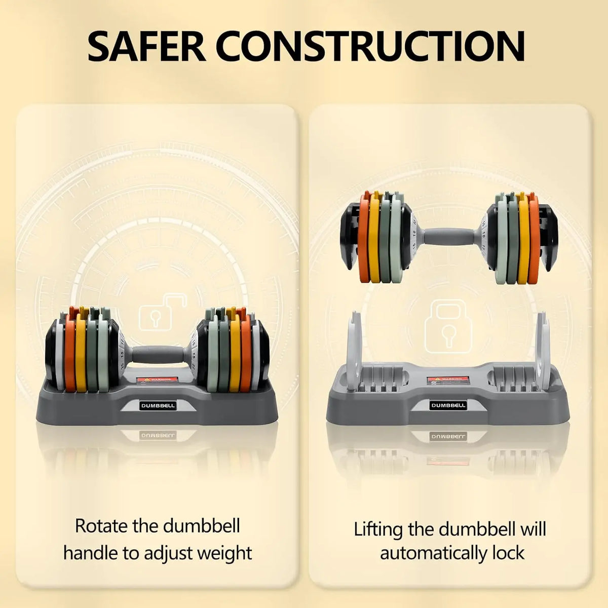25/55LBS Adjustable Dumbbell Set – Fast Turn Handle, Pair