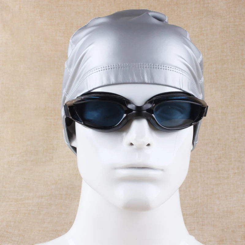 PU Fabric Waterproof Swimming Cap for Men & Women