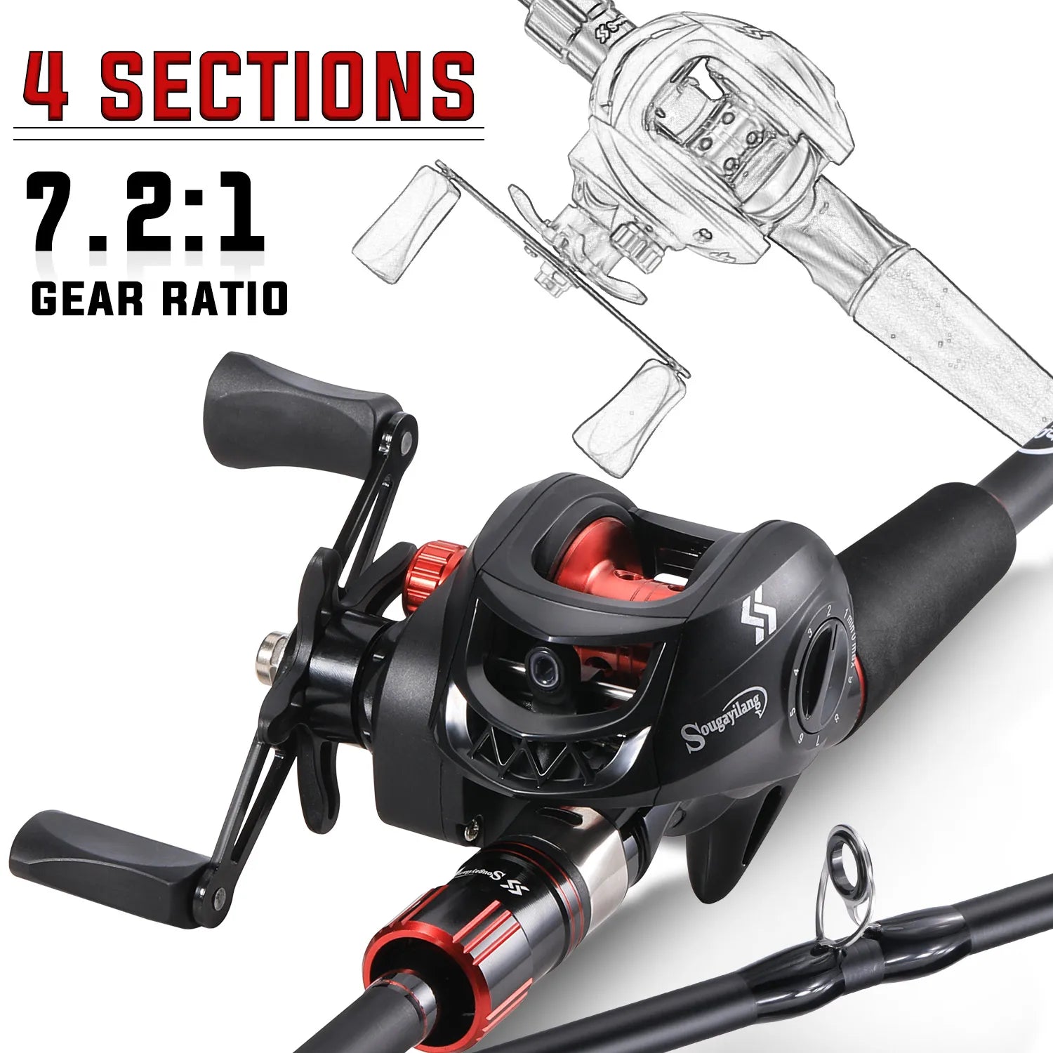 Sougayilang Fishing Rod Reel Combo