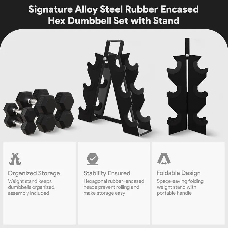 BalanceFrom Rubber Hex Dumbbell Sets – 46/60/100LBS