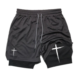 Cross Print 2-in-1 Men’s Performance Shorts