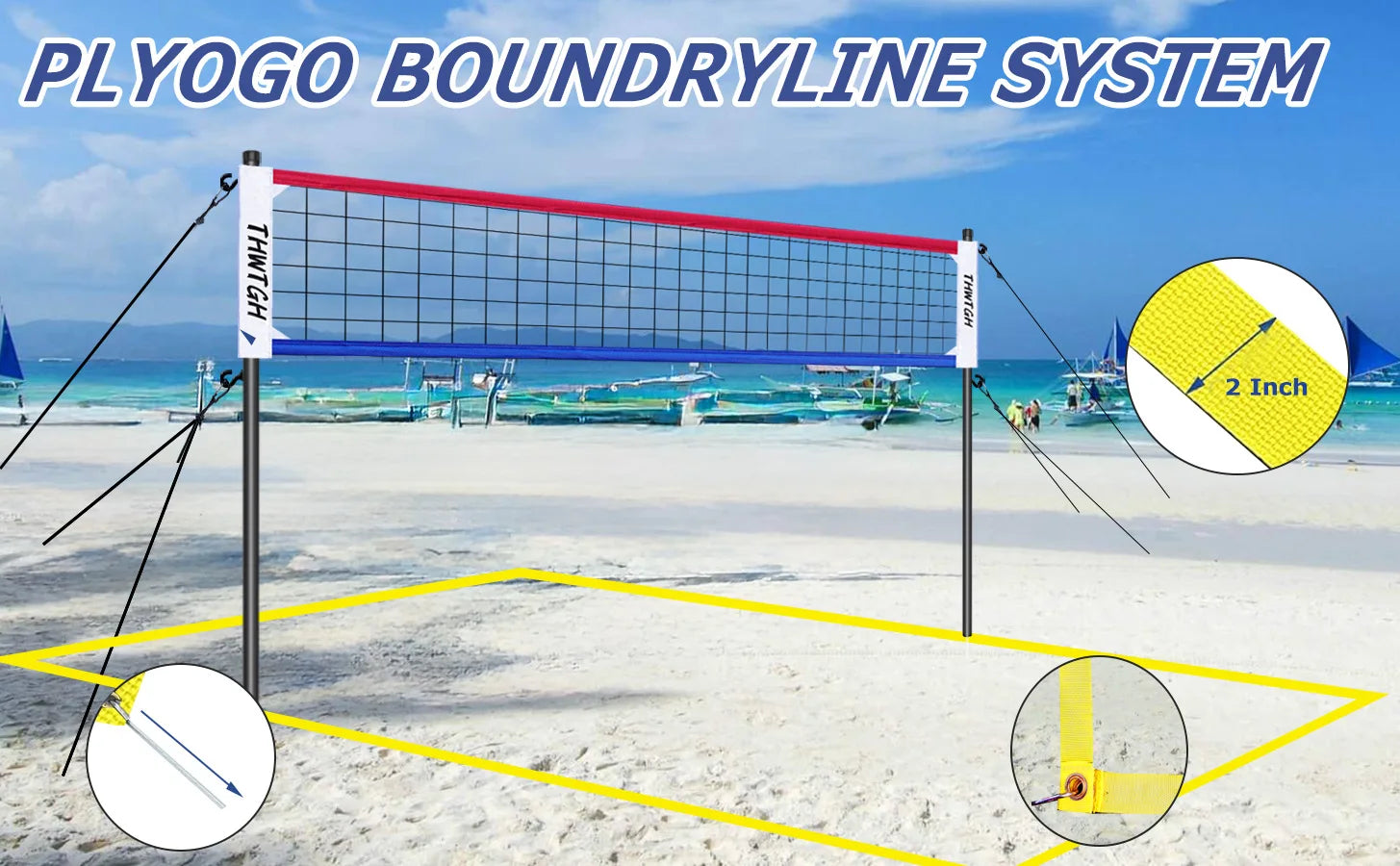 Portable Outdoor Volleyball Net Set with Adjustable Height & Aluminum Poles
