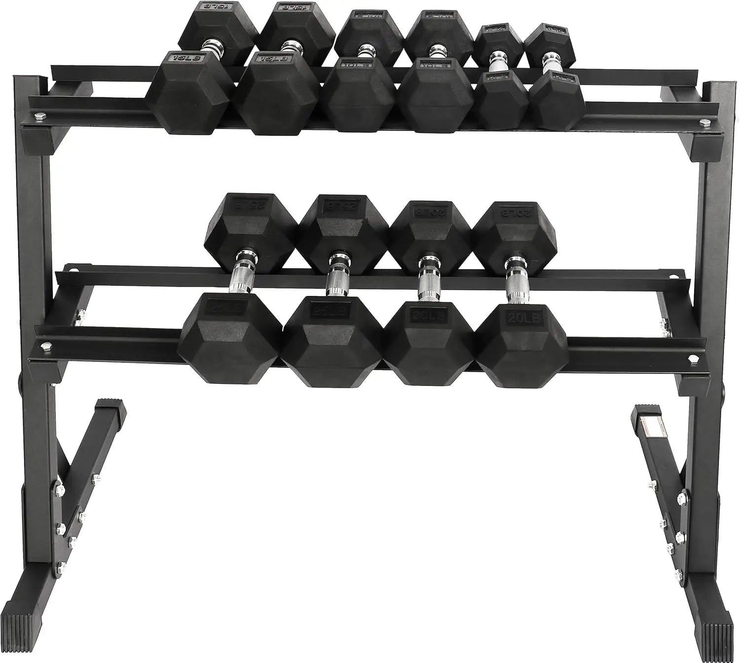 Signature Fitness 150LB Dumbbell Set with Rack – 5–25LB Pairs