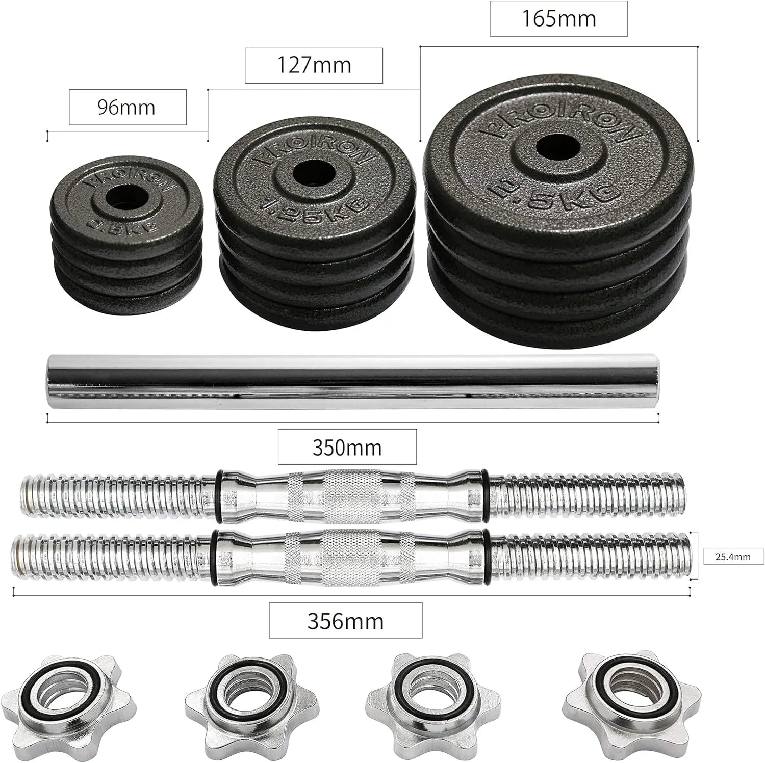 44LB Cast Iron Adjustable Dumbbell Set – Converts to Barbell
