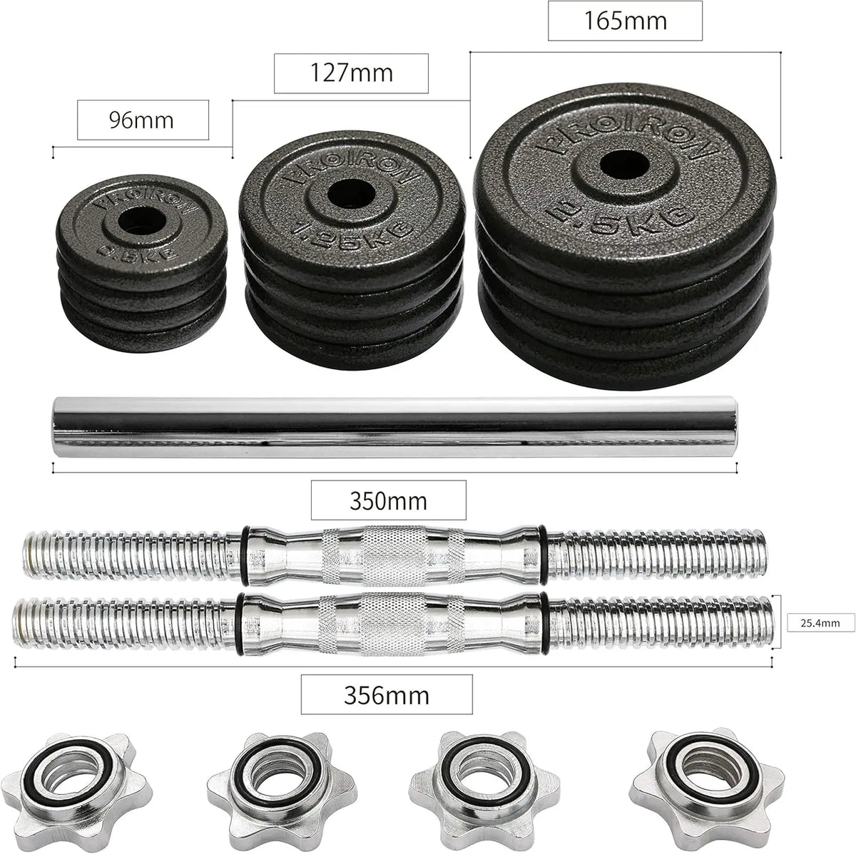 44LB Cast Iron Adjustable Dumbbell Set – Converts to Barbell