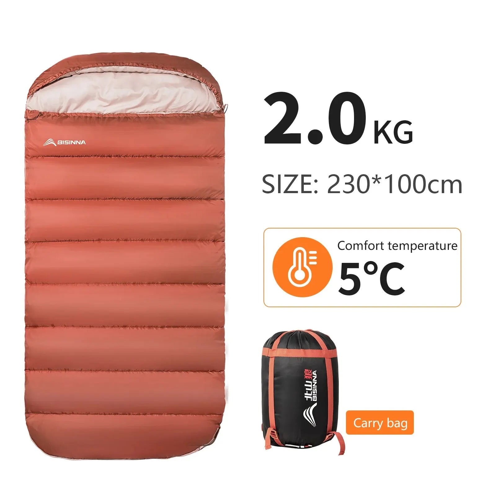 BISINNA Large Lightweight 3-Season Sleeping Bag