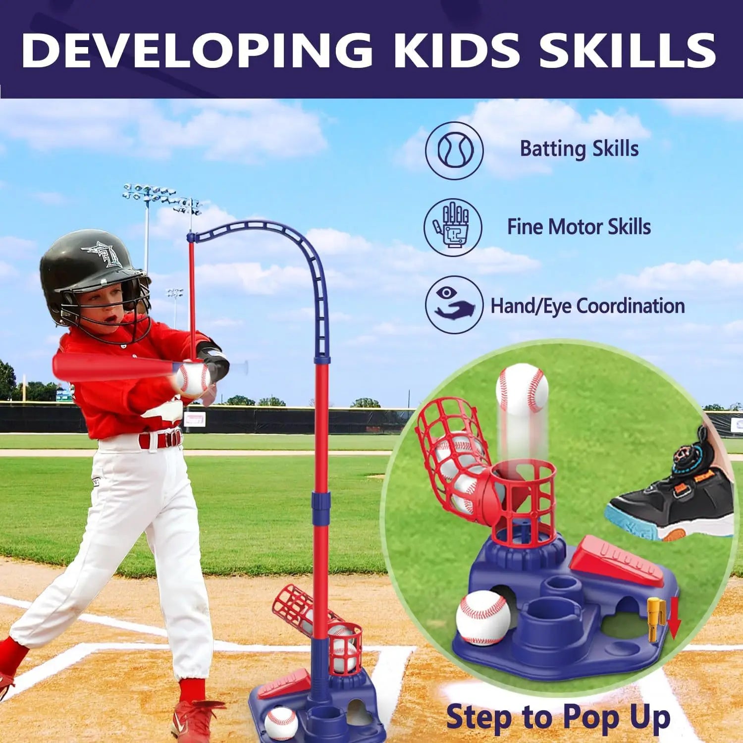3-in-1 T-Ball Set for Kids – Baseball Toy with Hanging Tee