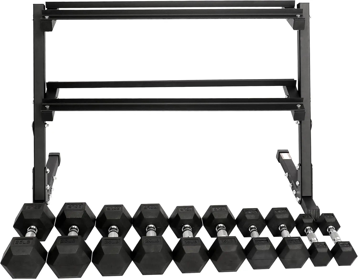 Signature Fitness 150LB Dumbbell Set with Rack – 5–25LB Pairs