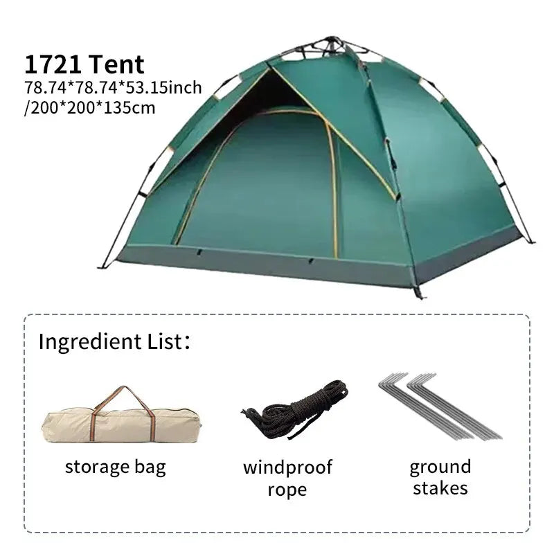 Outdoor Folding Tent – Fully Automatic Quick Opening Tent for 3-4 Person Camping