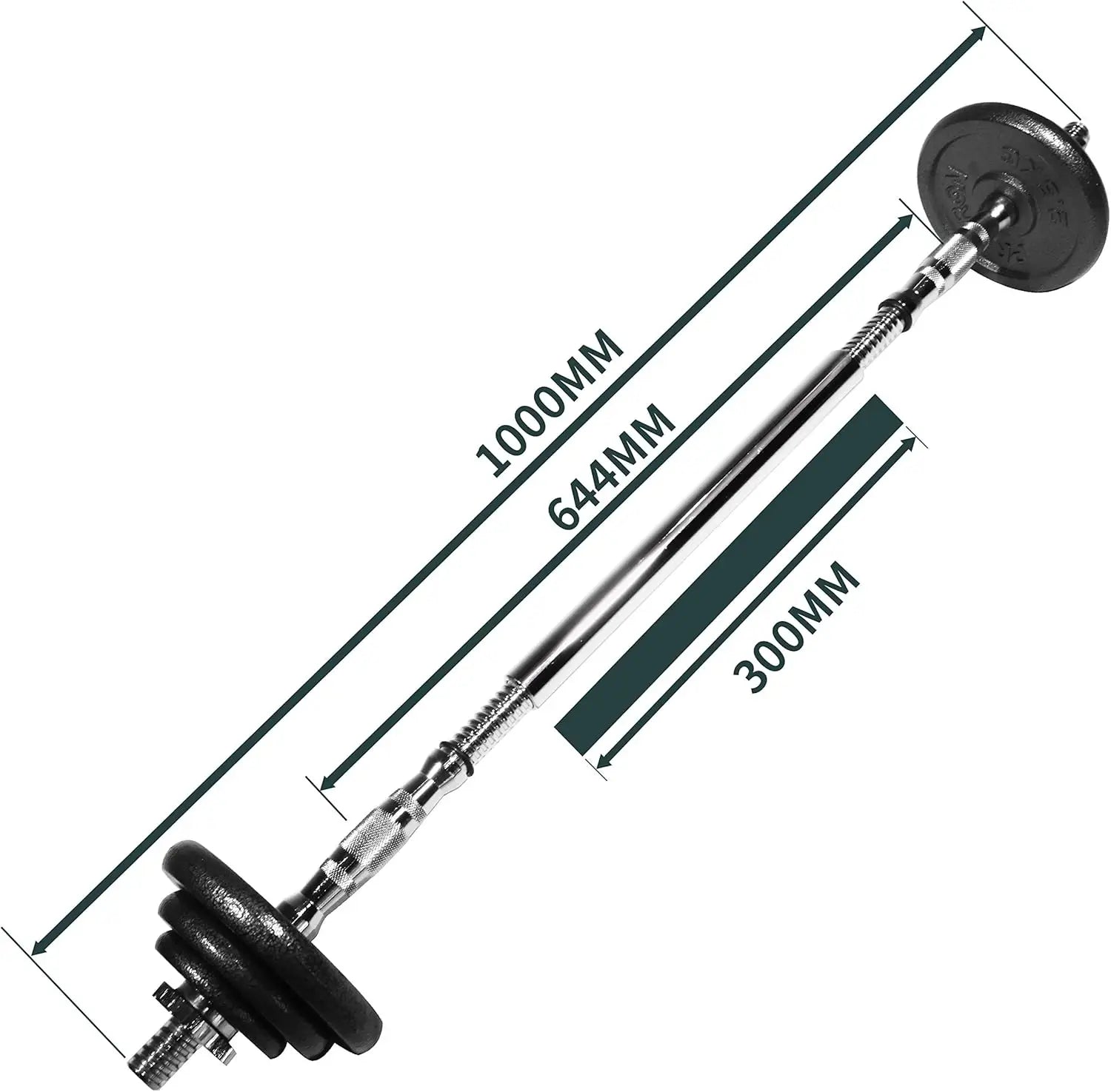 44LB Cast Iron Adjustable Dumbbell Set – Converts to Barbell