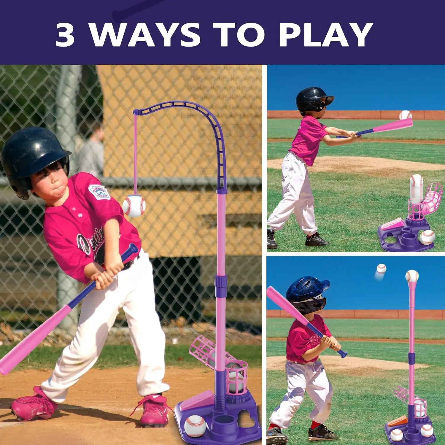 3-in-1 T-Ball Set for Kids – Baseball Toy with Hanging Tee