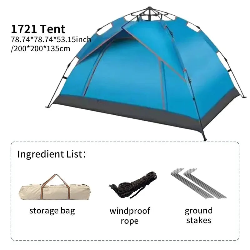 Outdoor Folding Tent – Fully Automatic Quick Opening Tent for 3-4 Person Camping