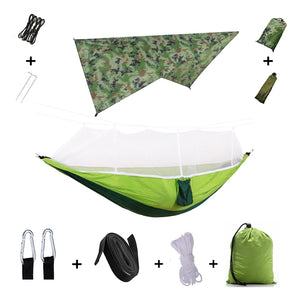 Portable Camping Hammock with Mosquito Net & Rainfly