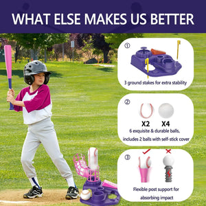 3-in-1 T-Ball Set for Kids – Baseball Toy with Hanging Tee