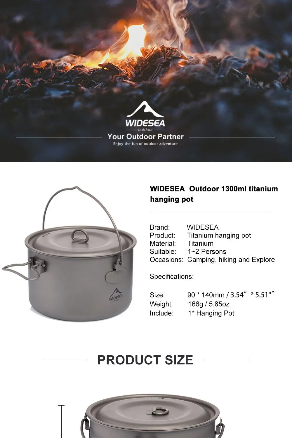 Widesea Titanium Camping Cookware Set