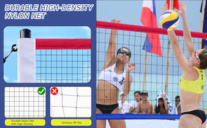 Portable Outdoor Volleyball Net Set with Adjustable Height & Aluminum Poles