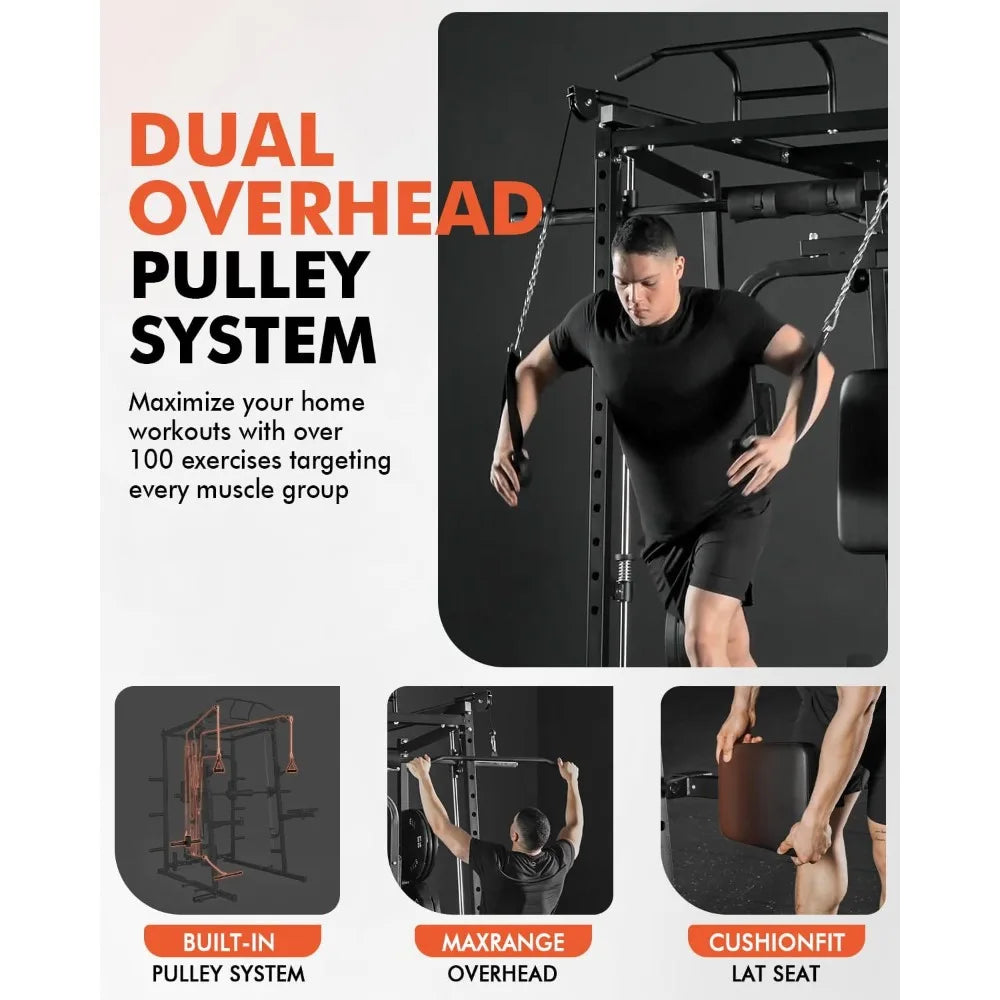 All-in-One Smith Machine Home Gym – 2000LBS Power Cage