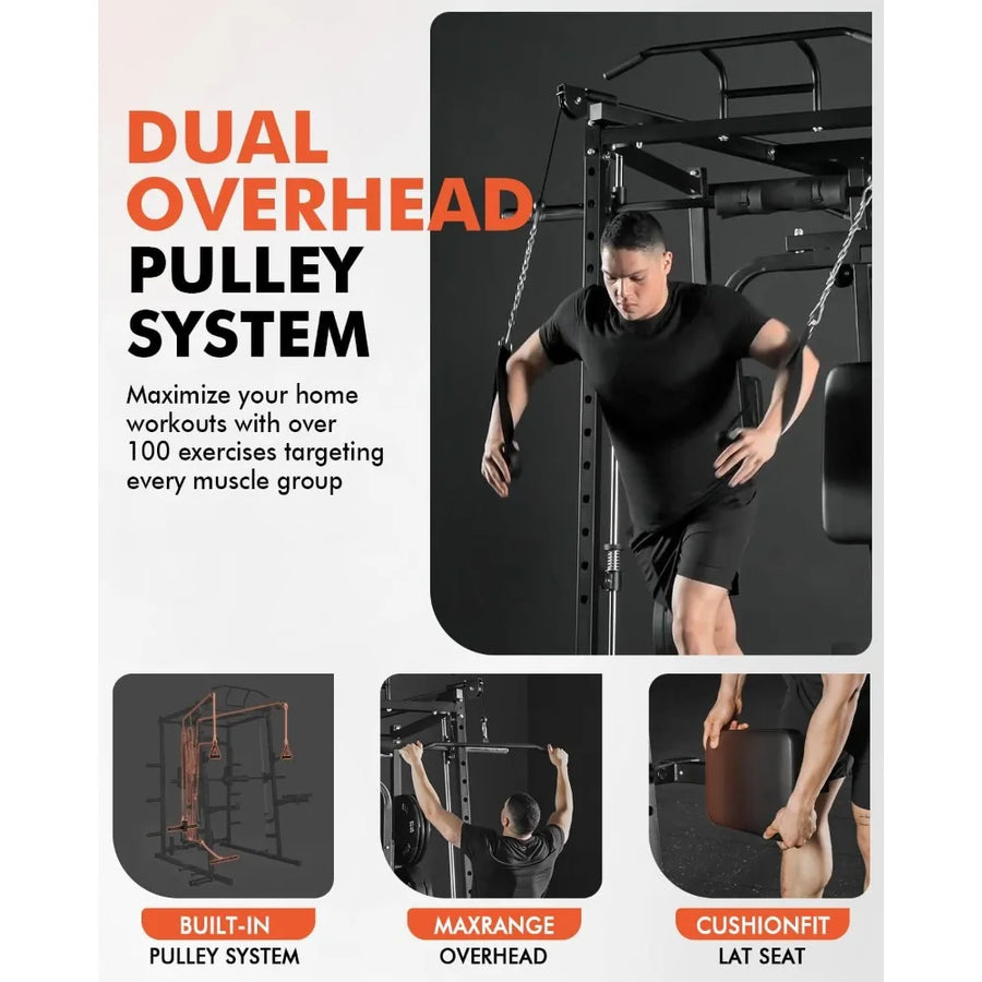 All-in-One Smith Machine Home Gym – 2000LBS Power Cage