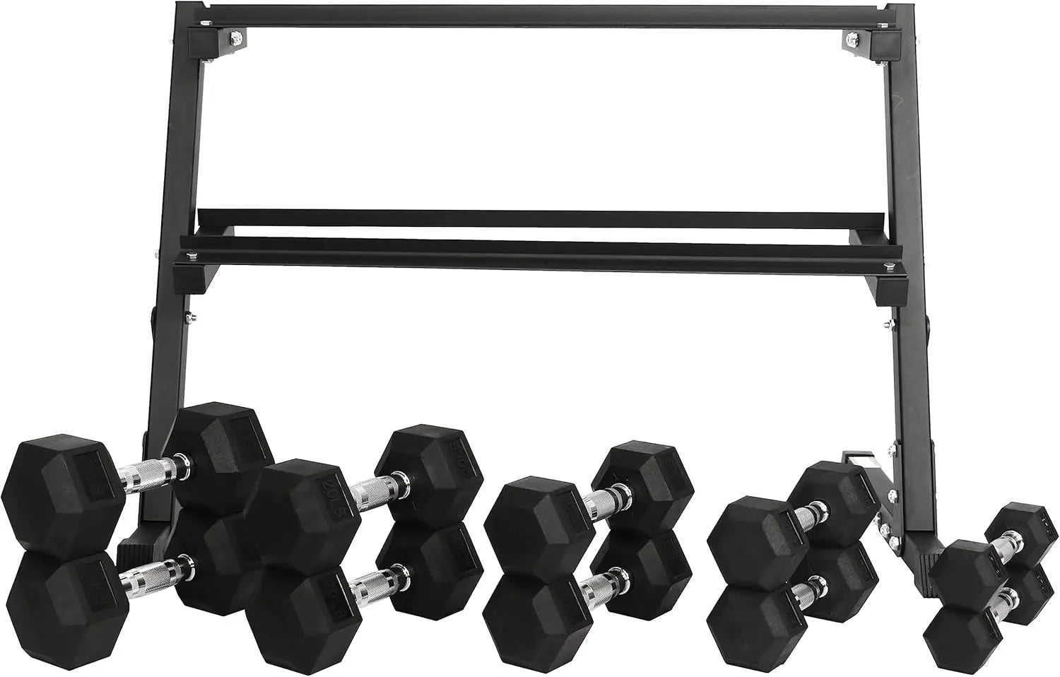 Signature Fitness 150LB Dumbbell Set with Rack – 5–25LB Pairs