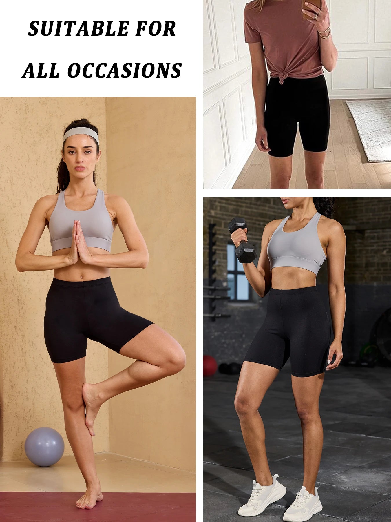 3-Pack Women’s Soft Biker Workout Shorts