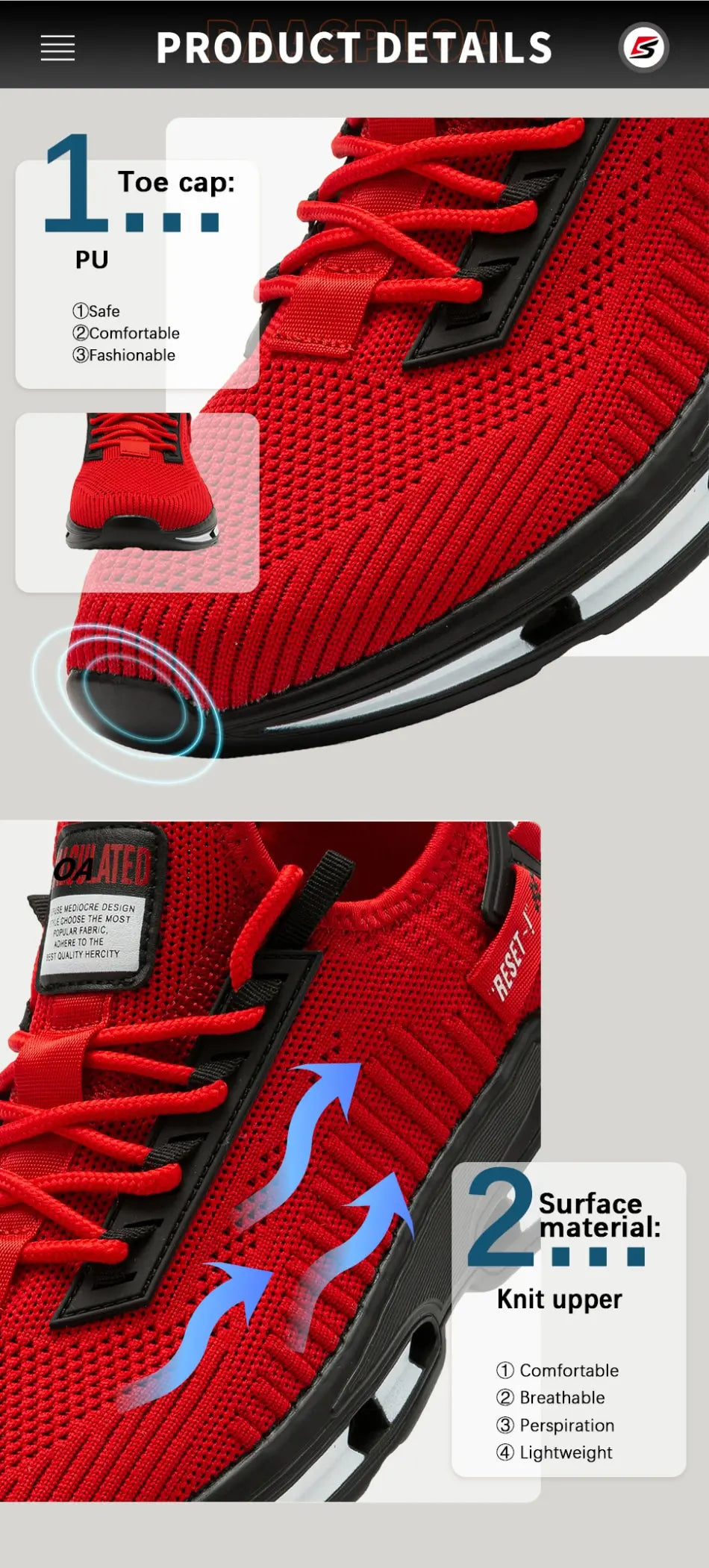 Baasploa Men's Breathable Knit Walking Sneakers