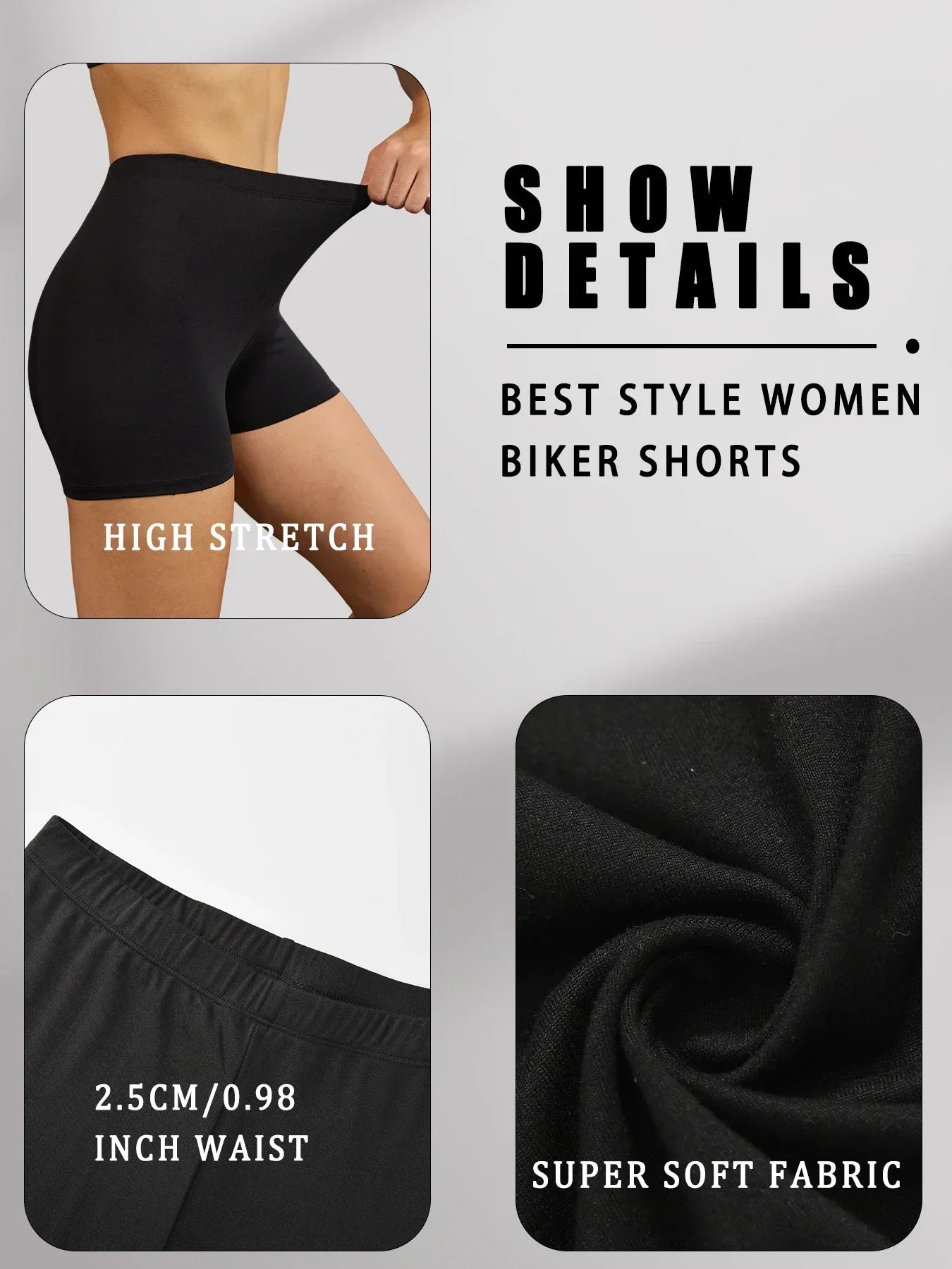 3-Pack Women’s Soft Biker Workout Shorts