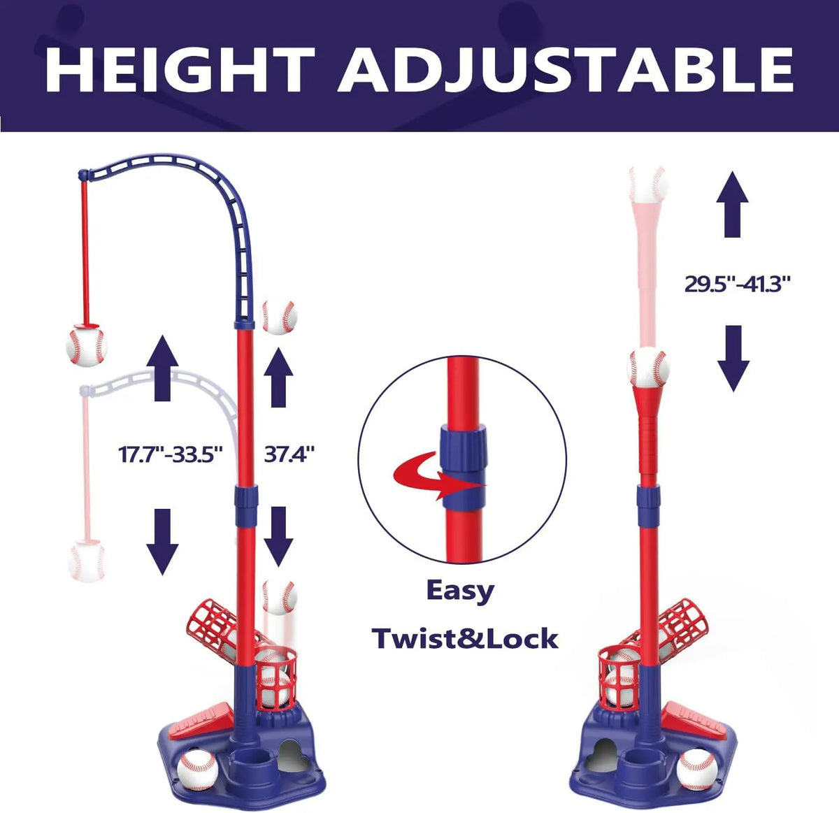 3-in-1 T-Ball Set for Kids – Baseball Toy with Hanging Tee