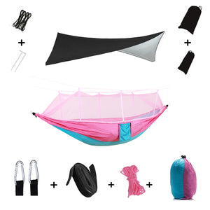 Portable Camping Hammock with Mosquito Net & Rainfly