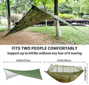 Portable Camping Hammock with Mosquito Net & Rainfly