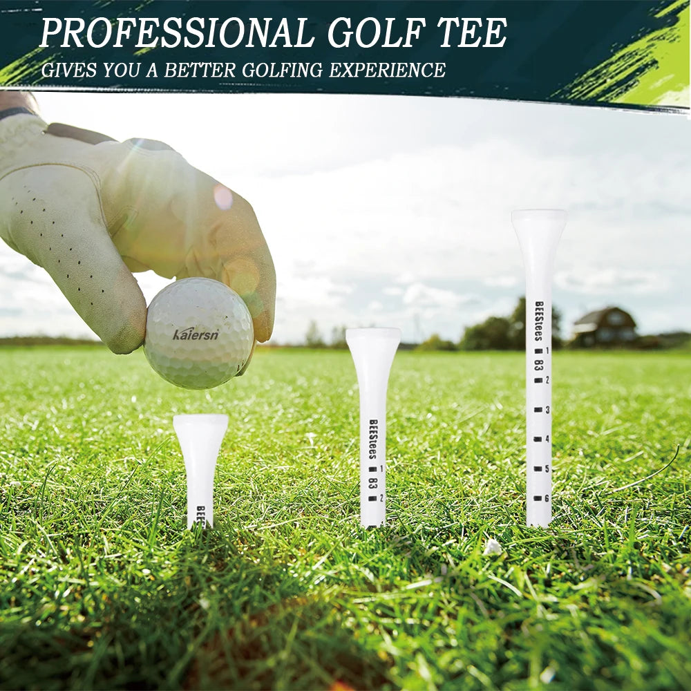 50pcs Premium Wooden Golf Tees with Height Markers