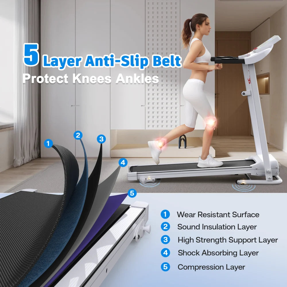 Folding Treadmill with Incline – 2.5HP, Bluetooth, 12KM/H