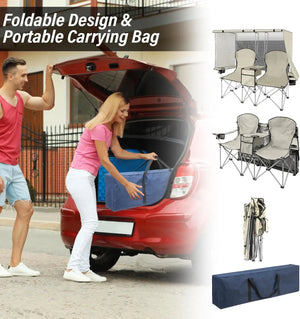 Double Camping Chair with Canopy & Cooler