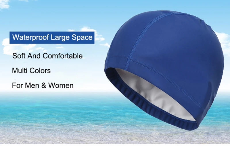 PU Fabric Waterproof Swimming Cap for Men & Women