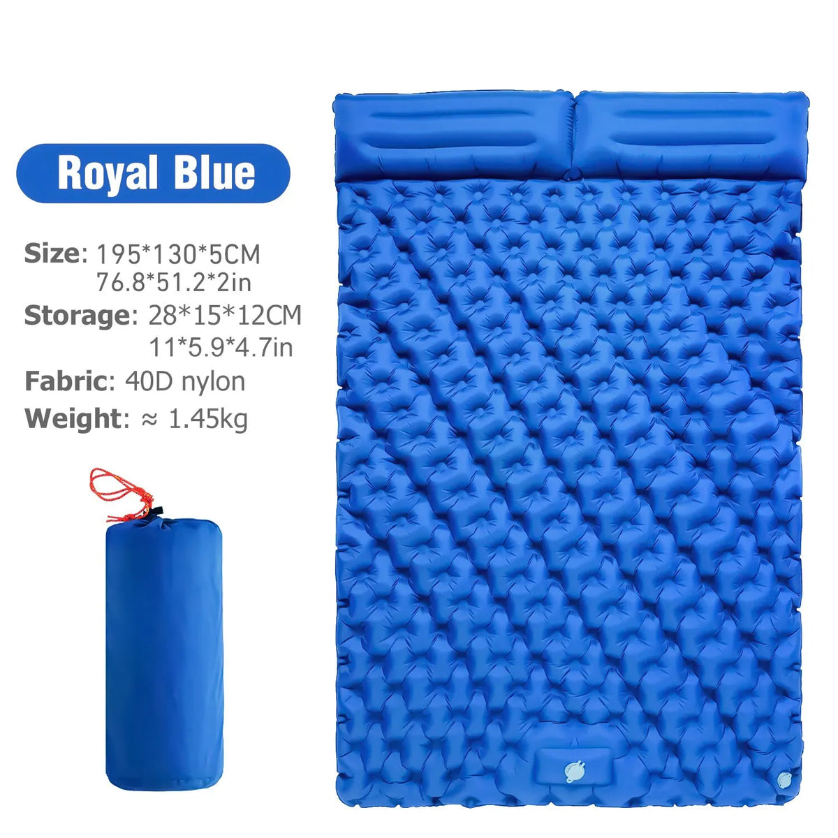 WESTTUNE Double Inflatable Camping Mattress with Built-in Pillow & Pump